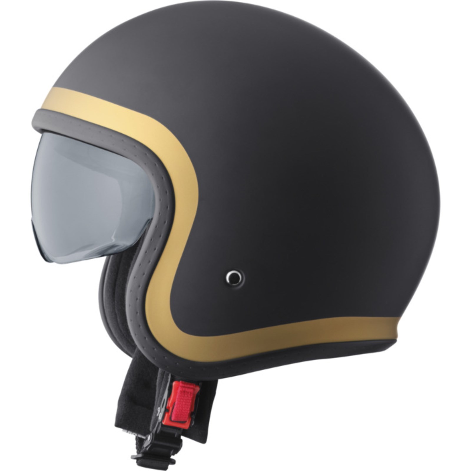 GMS - Motorcycle Open Face Helmet L - Ride - Open Face Helmet with Visor Matte Black Gold