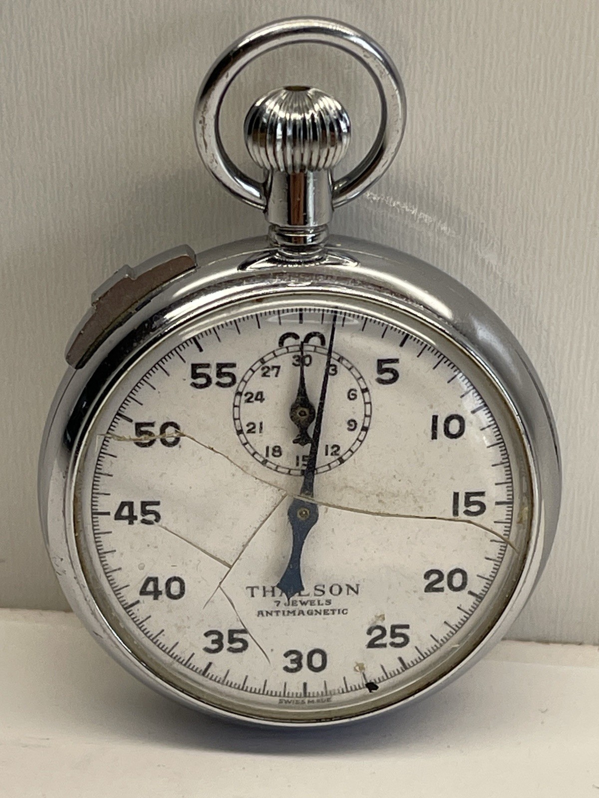 Swiss Made Thalson Lever 7 Jewels Vintage Mechanical Wind Up Stopwatch (READ)
