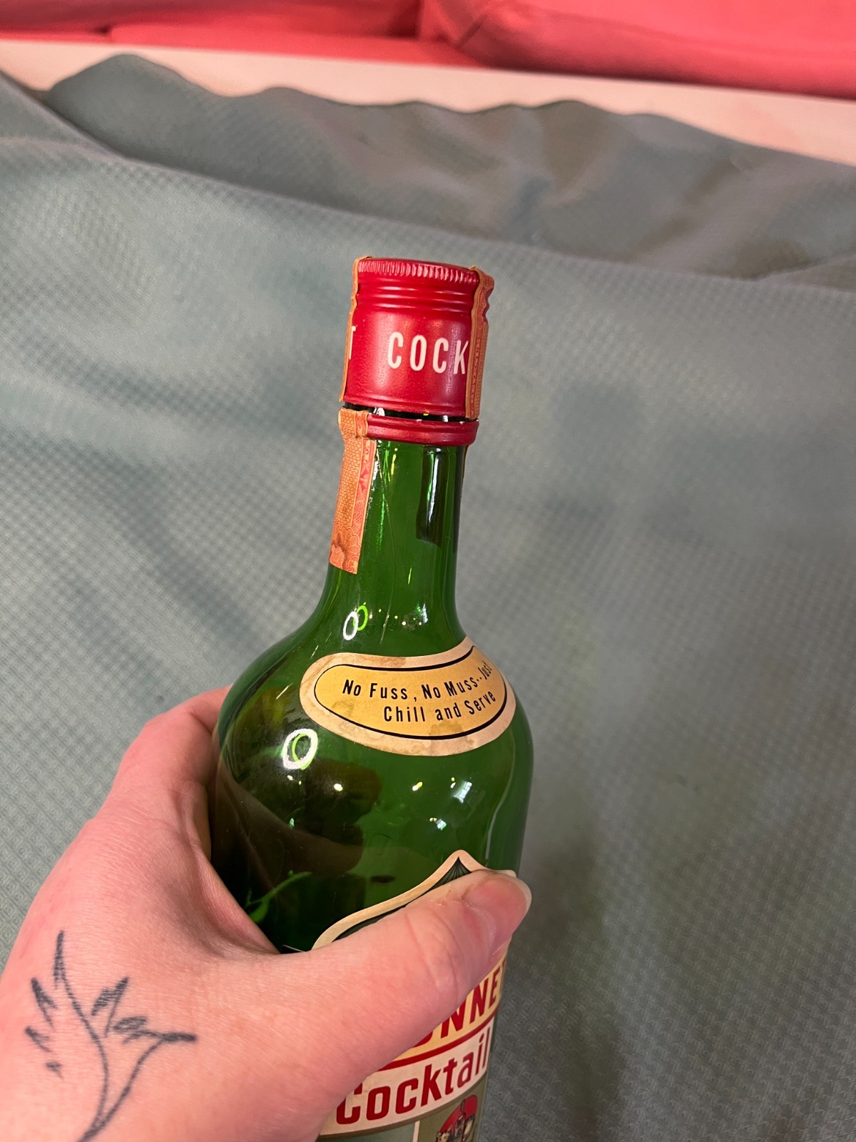 Vintage Dubonnet Decor Display Cocktail Empty Glass Bottle Green
