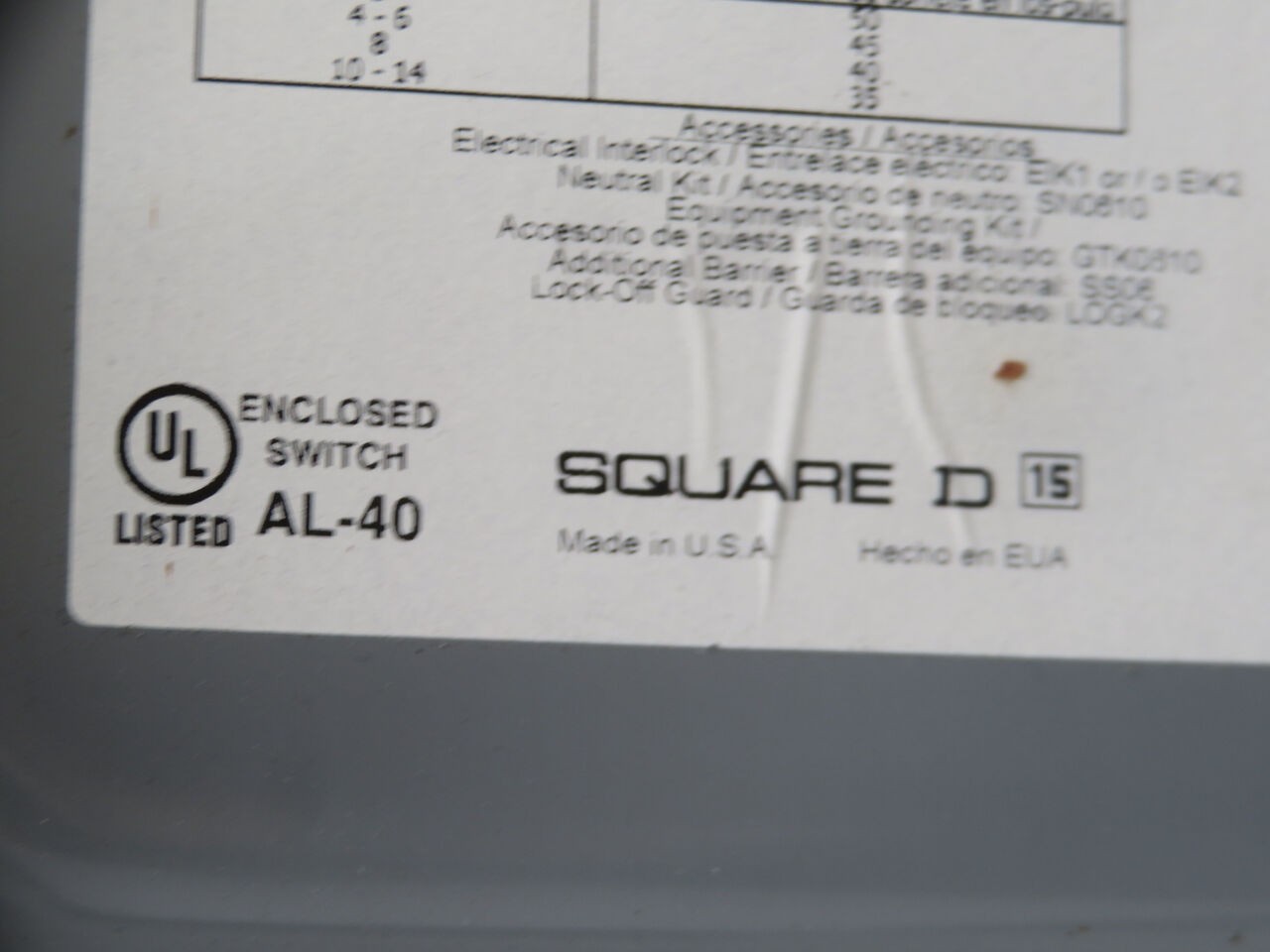 SQUARE D HU362RB SAFETY SWITCH T245381