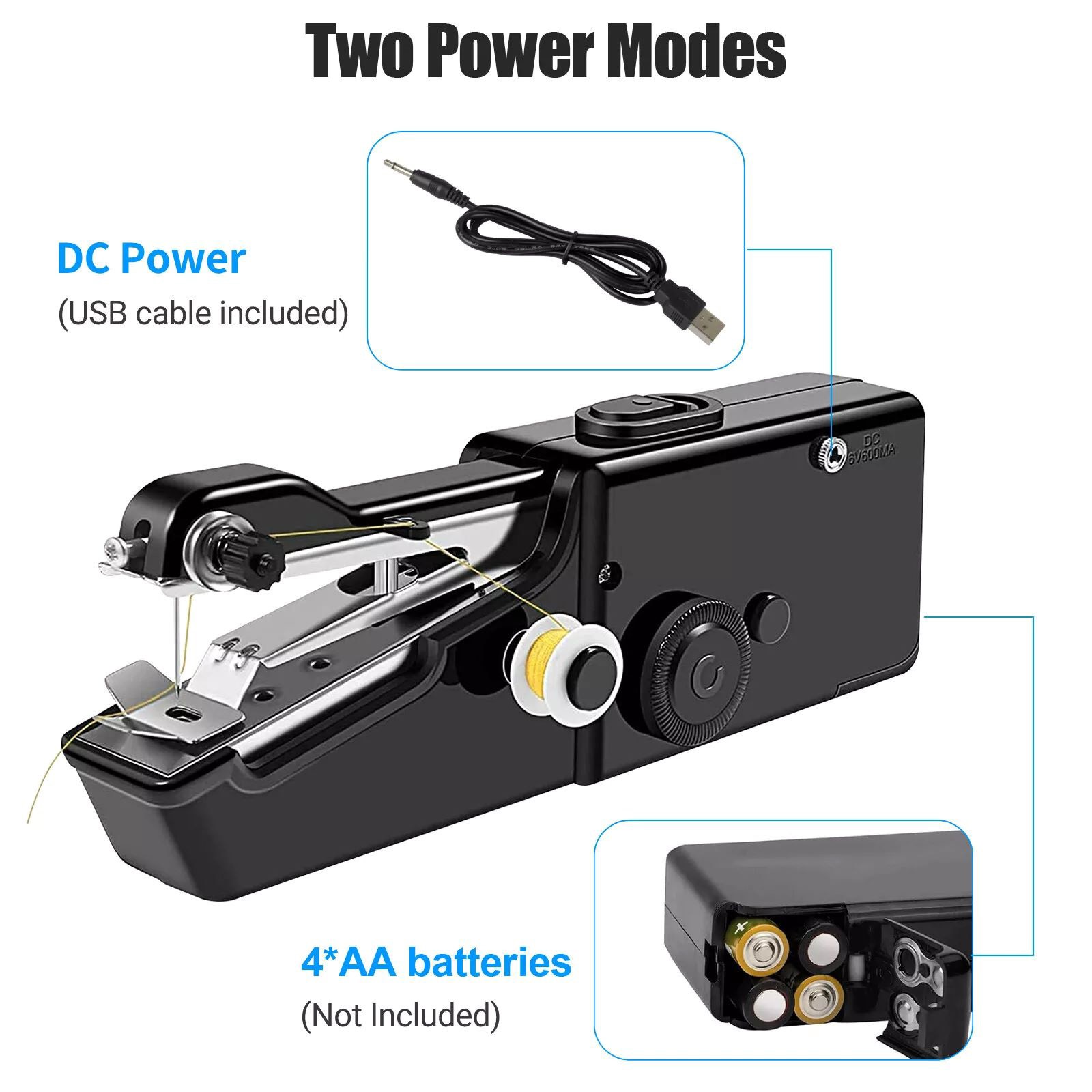 1Pc Handheld Mini Sewing Machine Stitch Electric Compact Tool w/ Sewing Kit