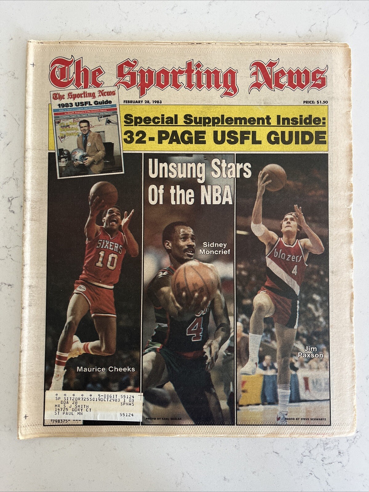 The Sporting News February 28, 1983 NBA Cheeks,Moncrief,Paxson(B136)