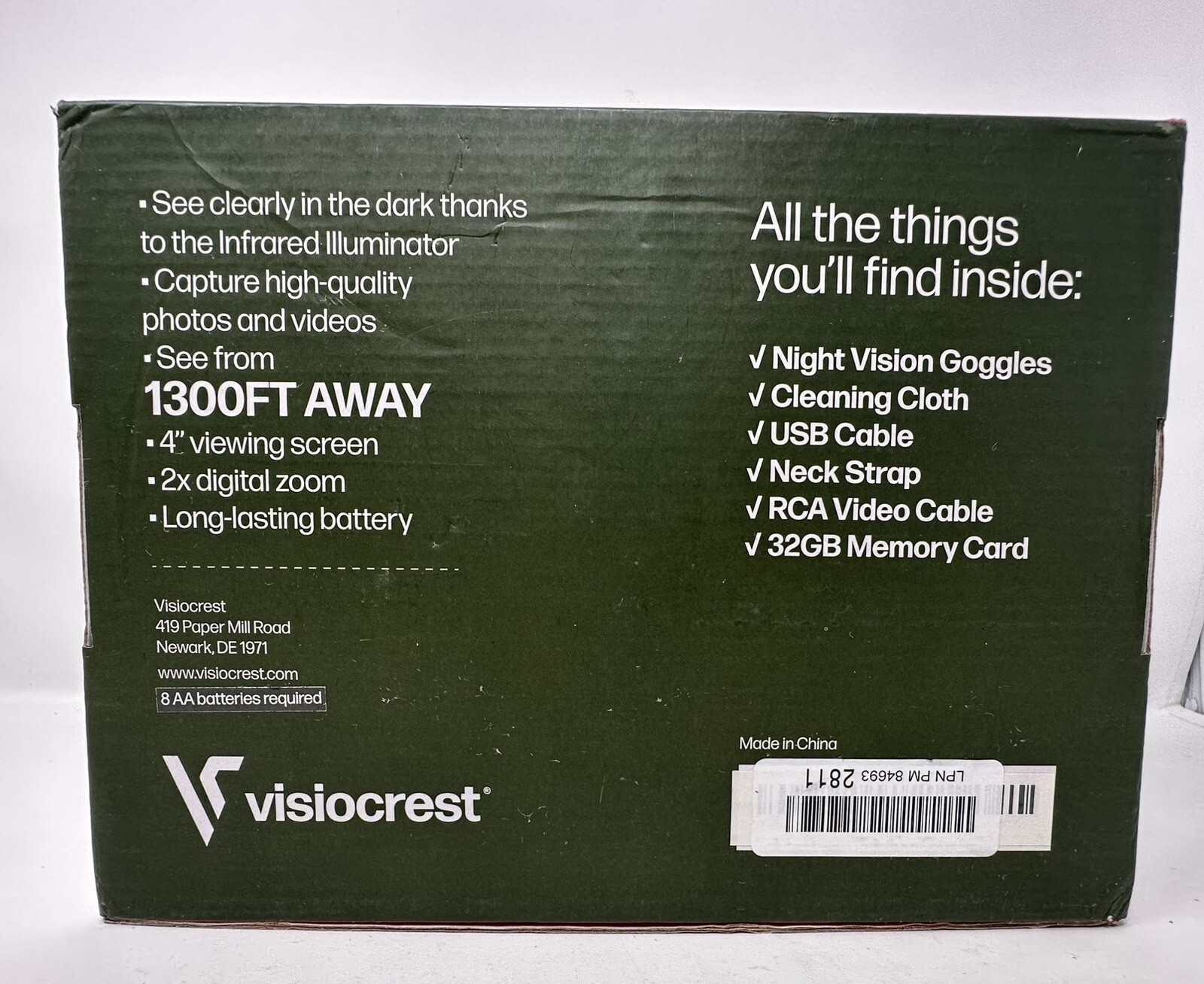 Visiocrest Night Vision Binoculars 2X Magnification 1300FT Range - 32GB Memory C