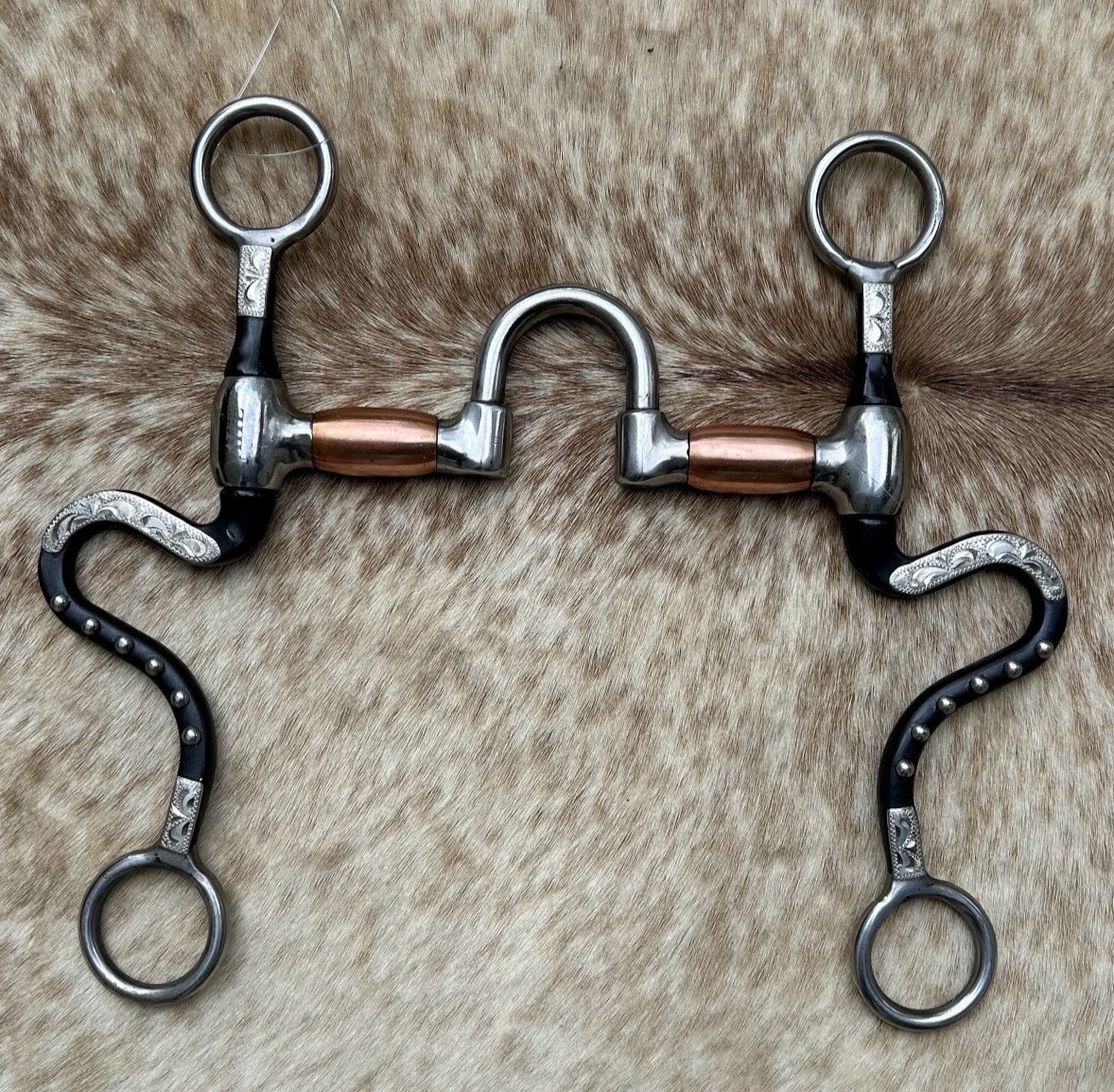 Brown Steel 5” Correction Mouth Engraved German Silver Horse Bit FREE SHIPPING