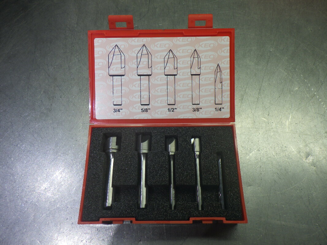 KEO 5 piece 100 Deg 3 Flute Carbide Counter Sink Set 5579 (LOC508A)
