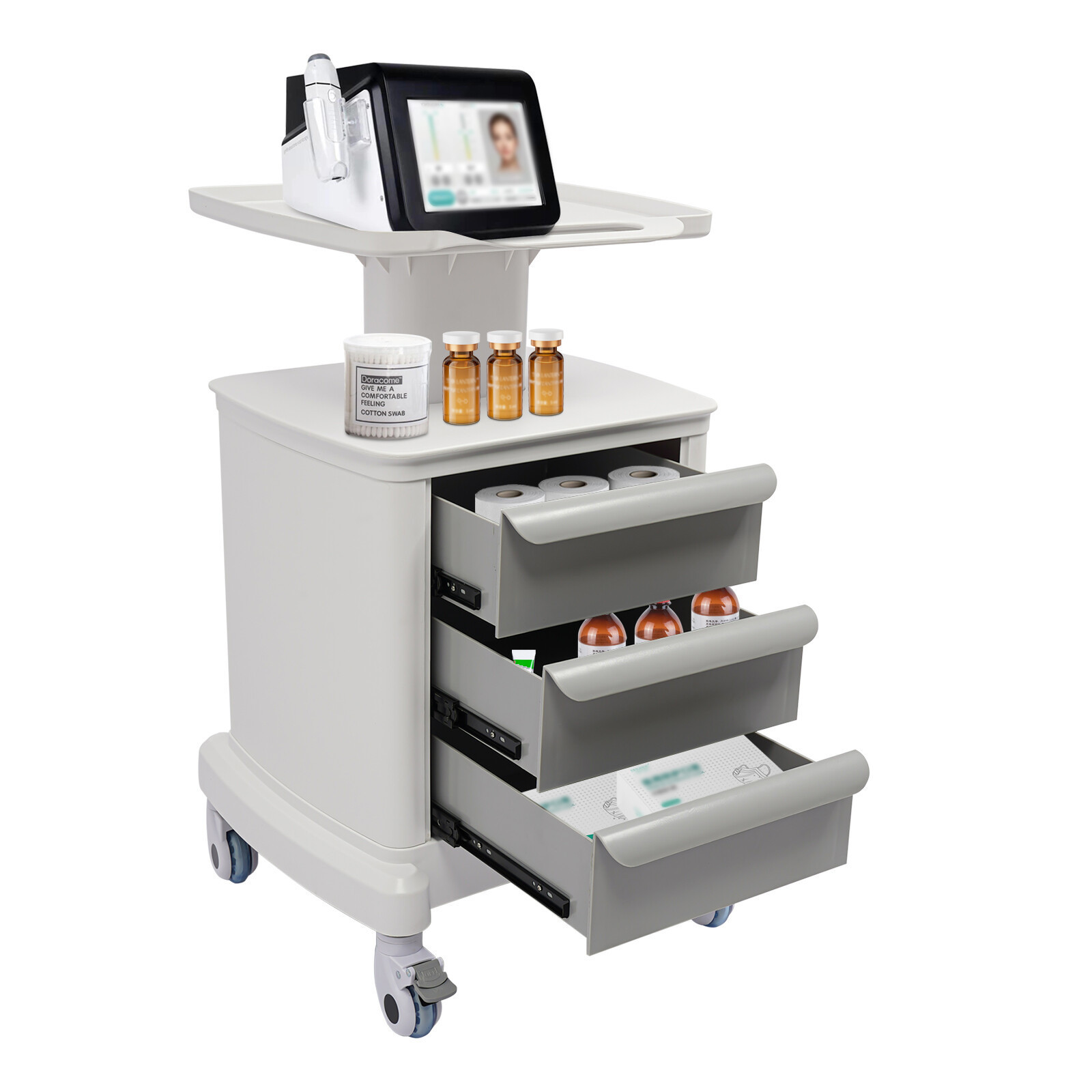Professional-Grade 3-Drawer Utility Cart on Wheels - Trolley Cart w/ 3 Drawers