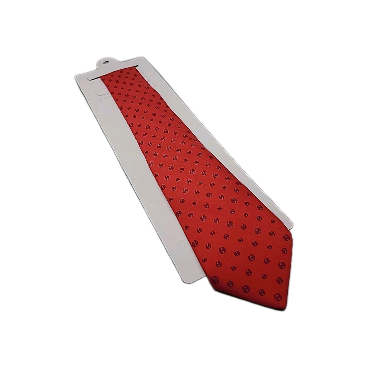 Hermes Red Horsebit Pattern Silk Tie 5361 0A France