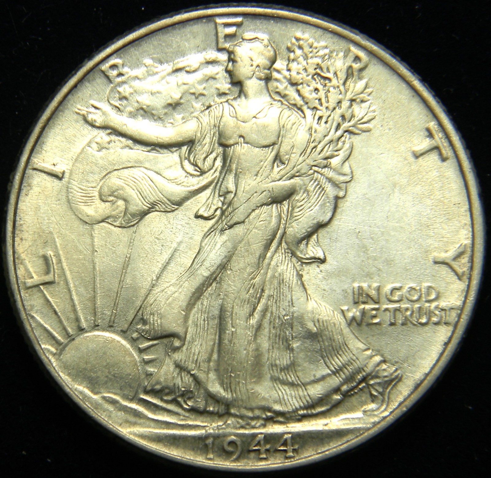 1944 (P) WALKING LIBERTY SILVER HALF DOLLAR, BU, PRETTY, ORIGINAL, LUSTROUS
