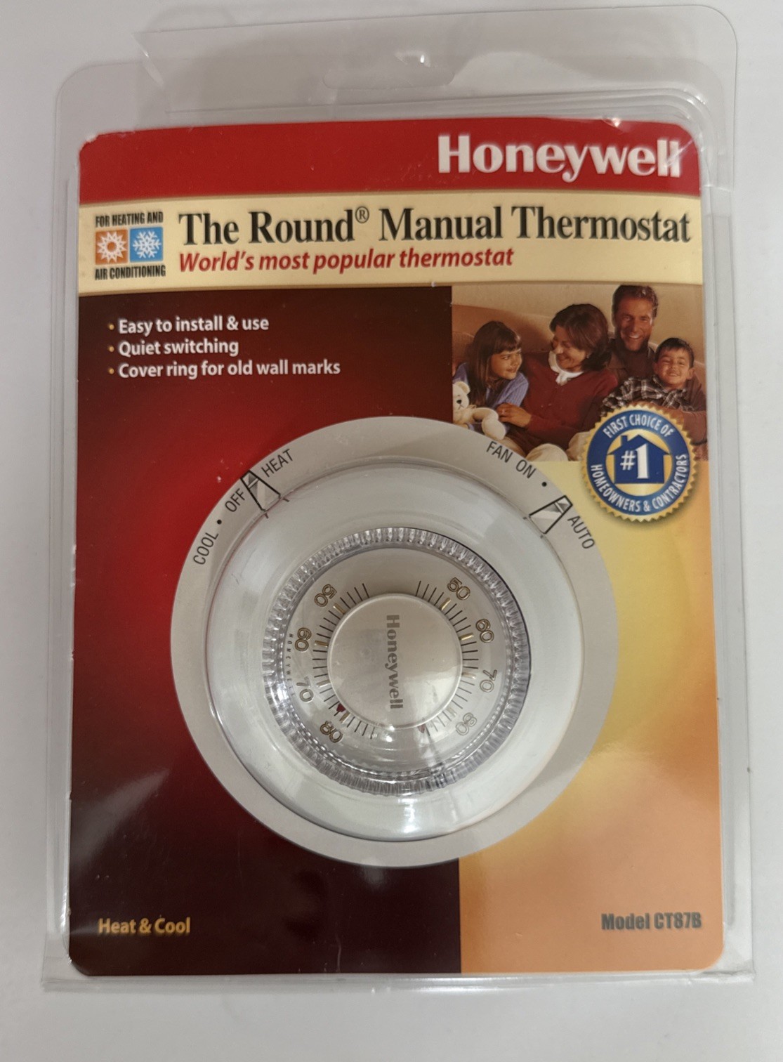 Honeywell The Round Manual Thermostat CT87B 24V Gas Heat/Cool Open Box