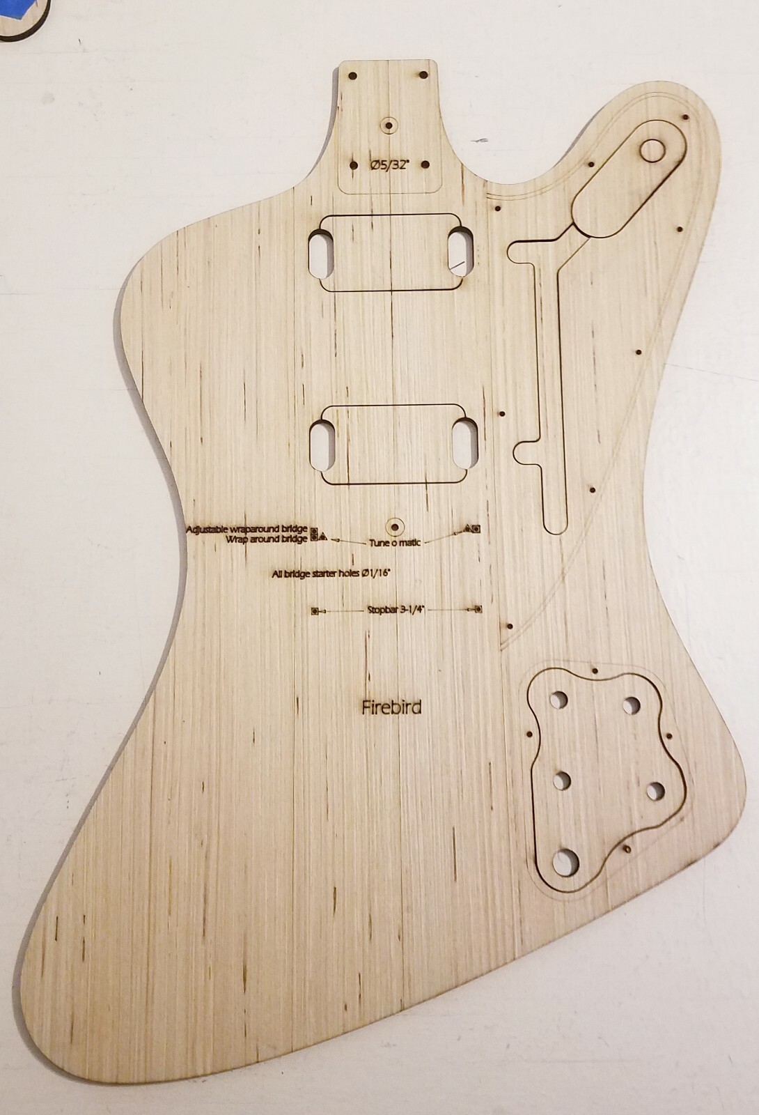 Custom Hybrid Firebird HH Guitar Body Template 4bolton neck Wrap around TOM FB