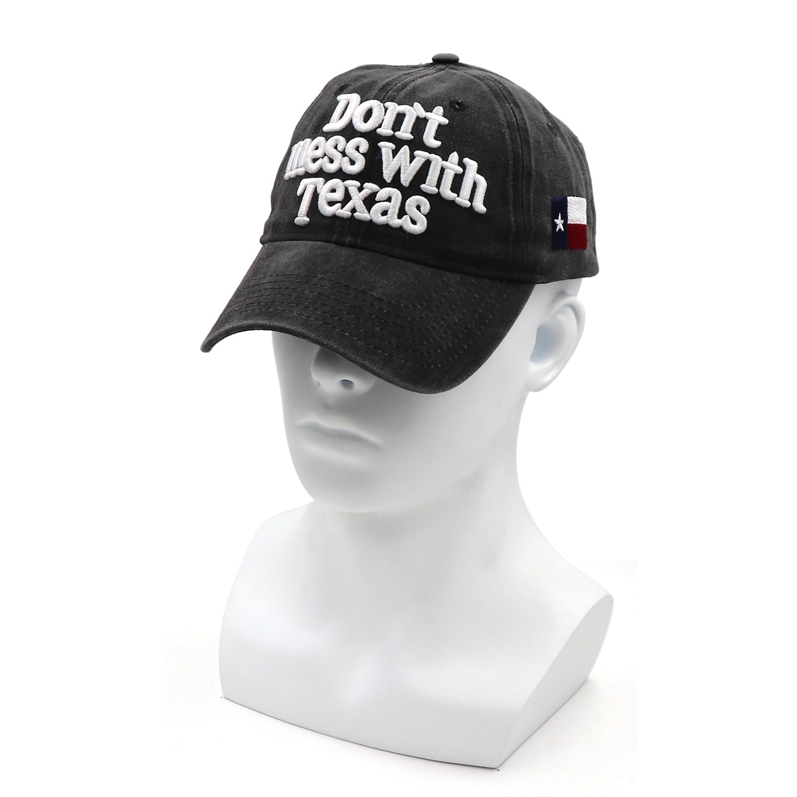 Don't Mess with Texas Flag Hats Washed Adjustable Baseball Cap Medium Black