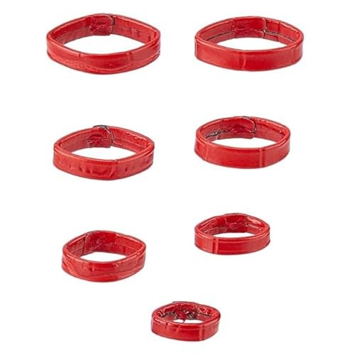 14PCS Leather Watch Band Keeper, 7 Sizes Holder Loop Replacement, Red