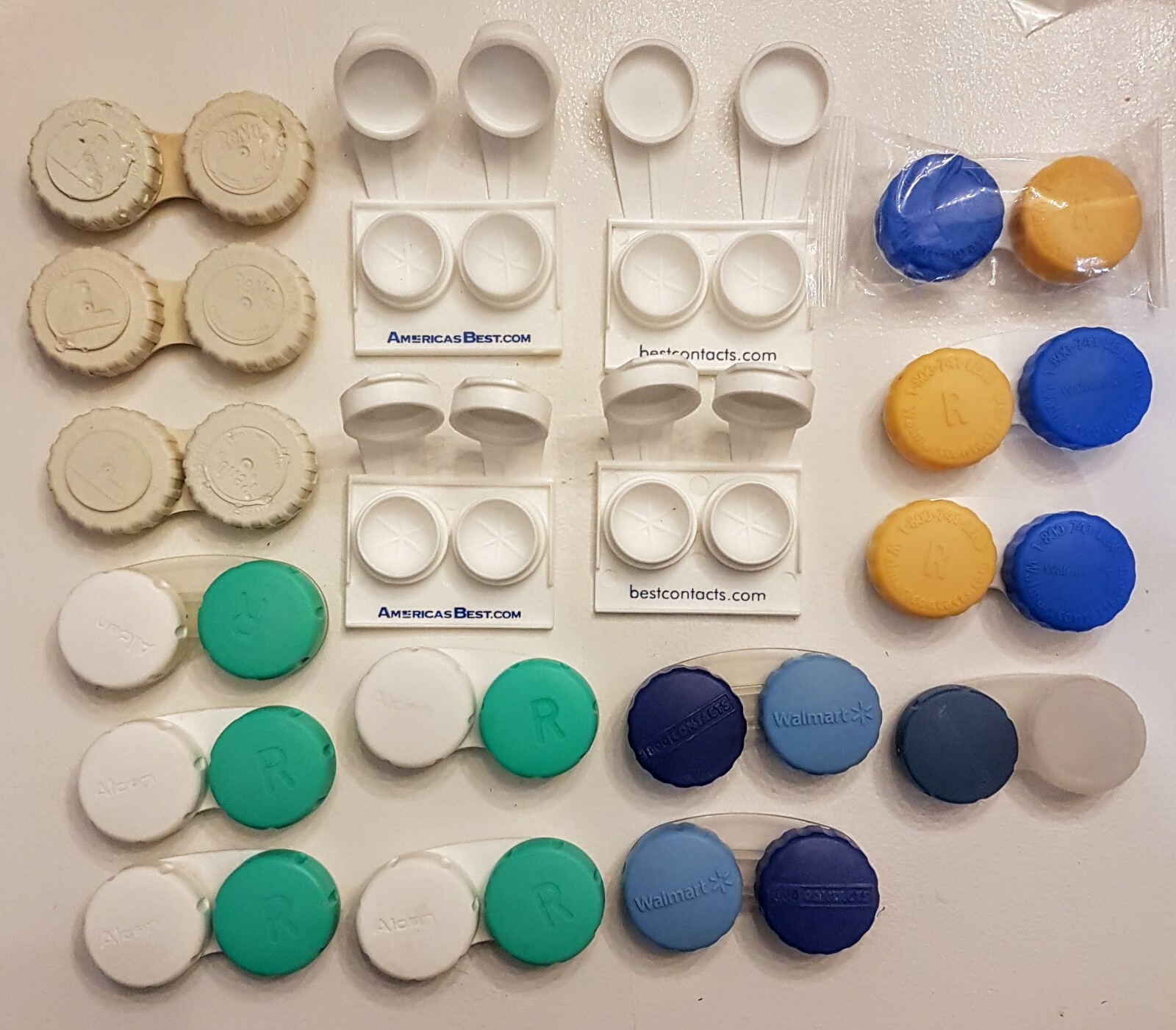 Contact Lens Cases LOT of 18 USED Misc Plastic Mini Storage Craft Projects Etc