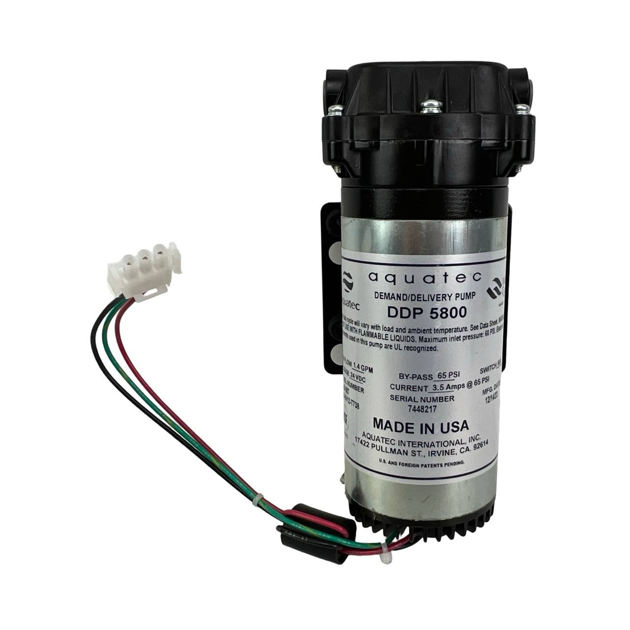Aquatec DDP 5800 24VDC 1.4 GPM 65 PSI Delivery Pump 3.5A 78399-987 5853-8V12-T73