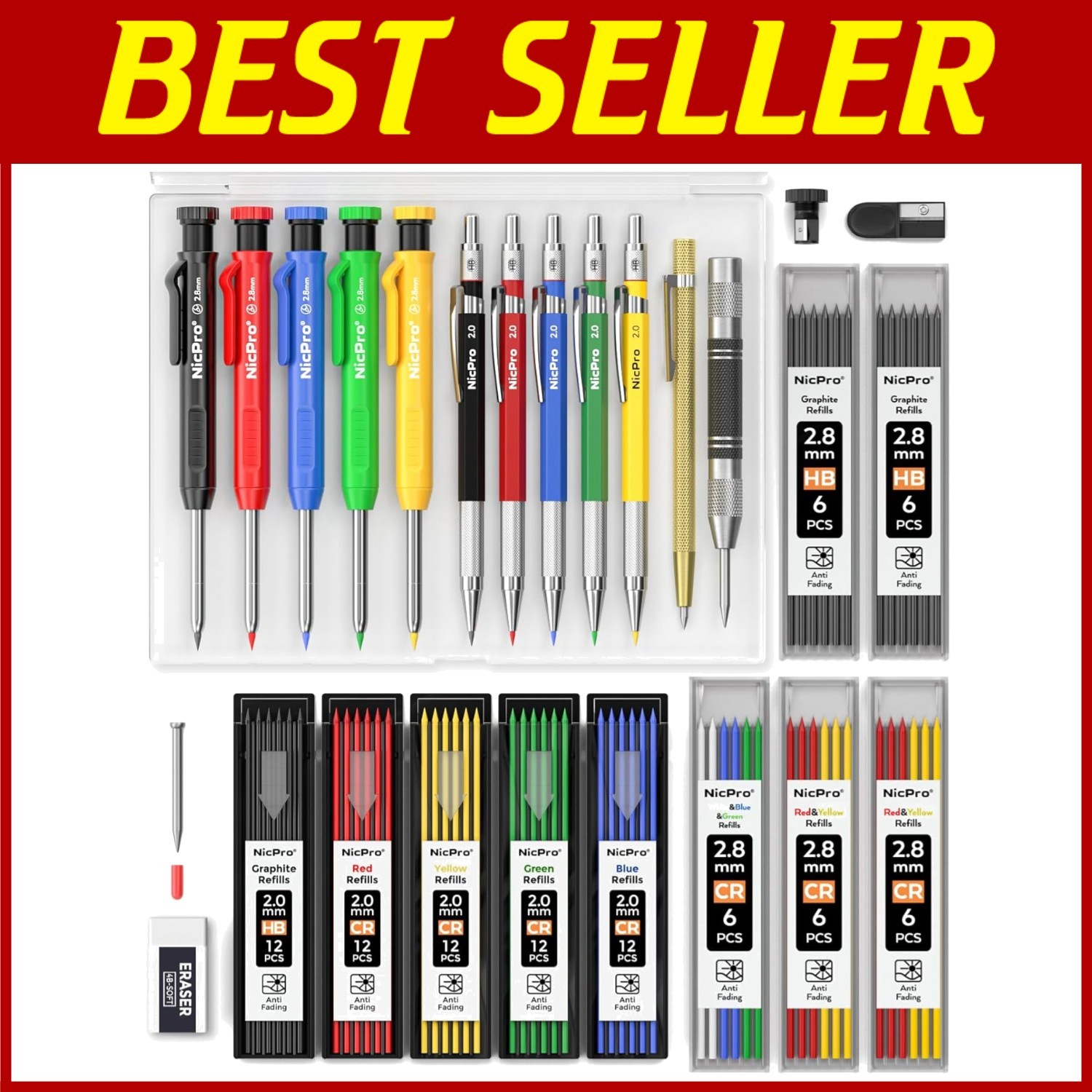Complete Carpenter Pencils Set with Tools