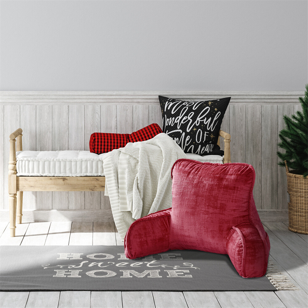 Multi Velvet Backrest Pillow Bed Cushion Support Reading Back Rest Arms Chair