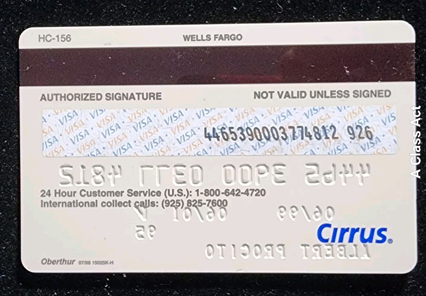 Wells Fargo Stagecoach Visa Credit Card. exp 2001. Our cc99