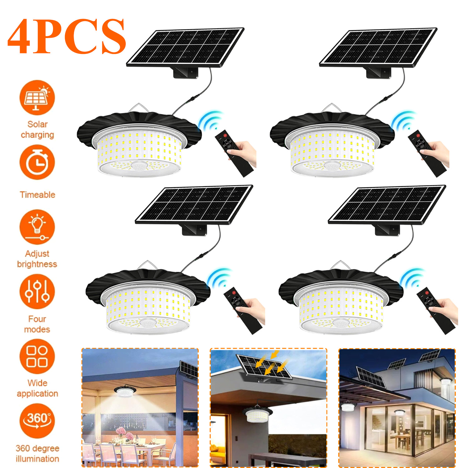 2025 Solar Powered LED Light Outdoor Indoor Motion Sensor Shed Pendant Light