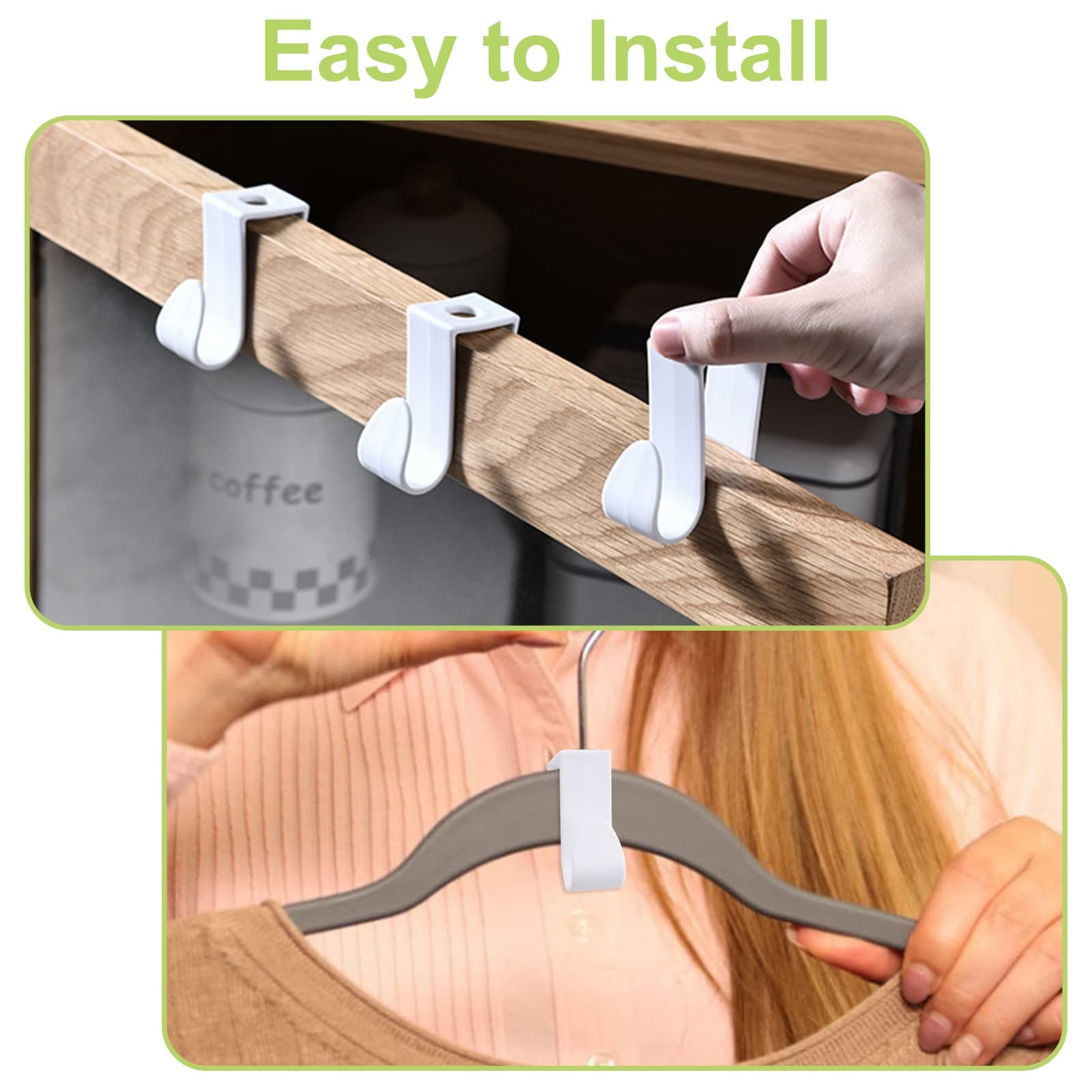16 PCS White Over Cabinet Door Hooks Plastic MultiPurpose SpaceSaving Drawer