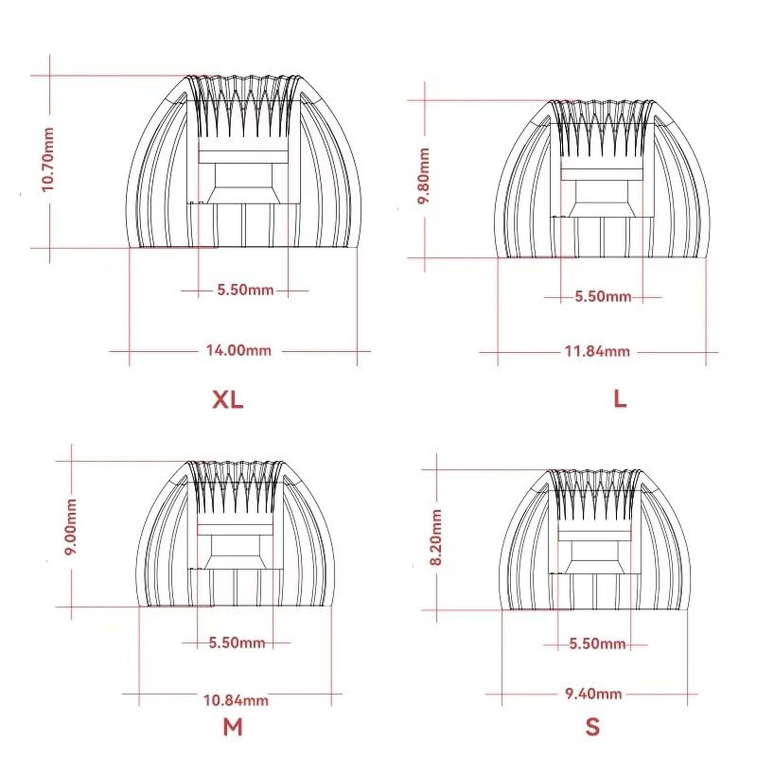 MOONDROP Spring Tips Silicone Eartips for Nozzle Diameter from 4.8mm-6.4mm Ac...