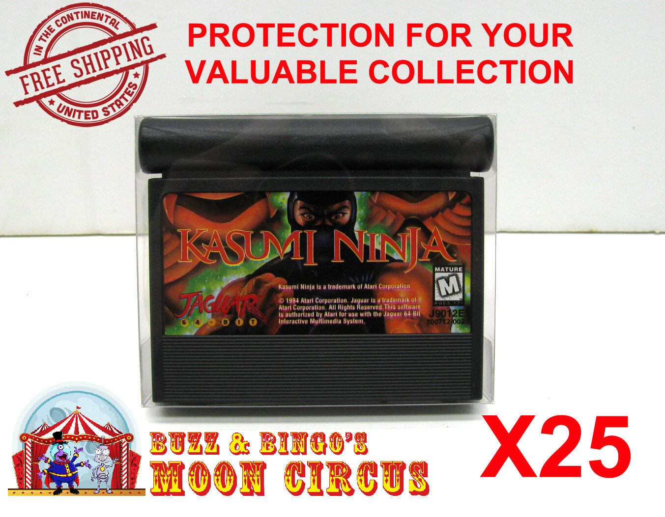 25x CLEAR PLASTIC PROTECTIVE BOX/SLEEVE FOR JAGUAR GAME CARTRIDGES (SIZE B)