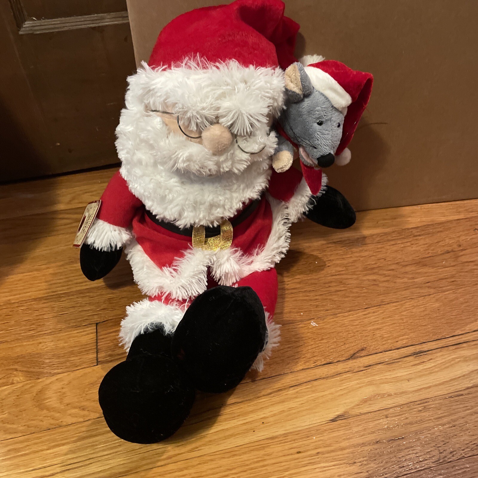 Kringle & Jingle Santa Mouse Duet 19" Chantilly Lane Musical Christmas Plush