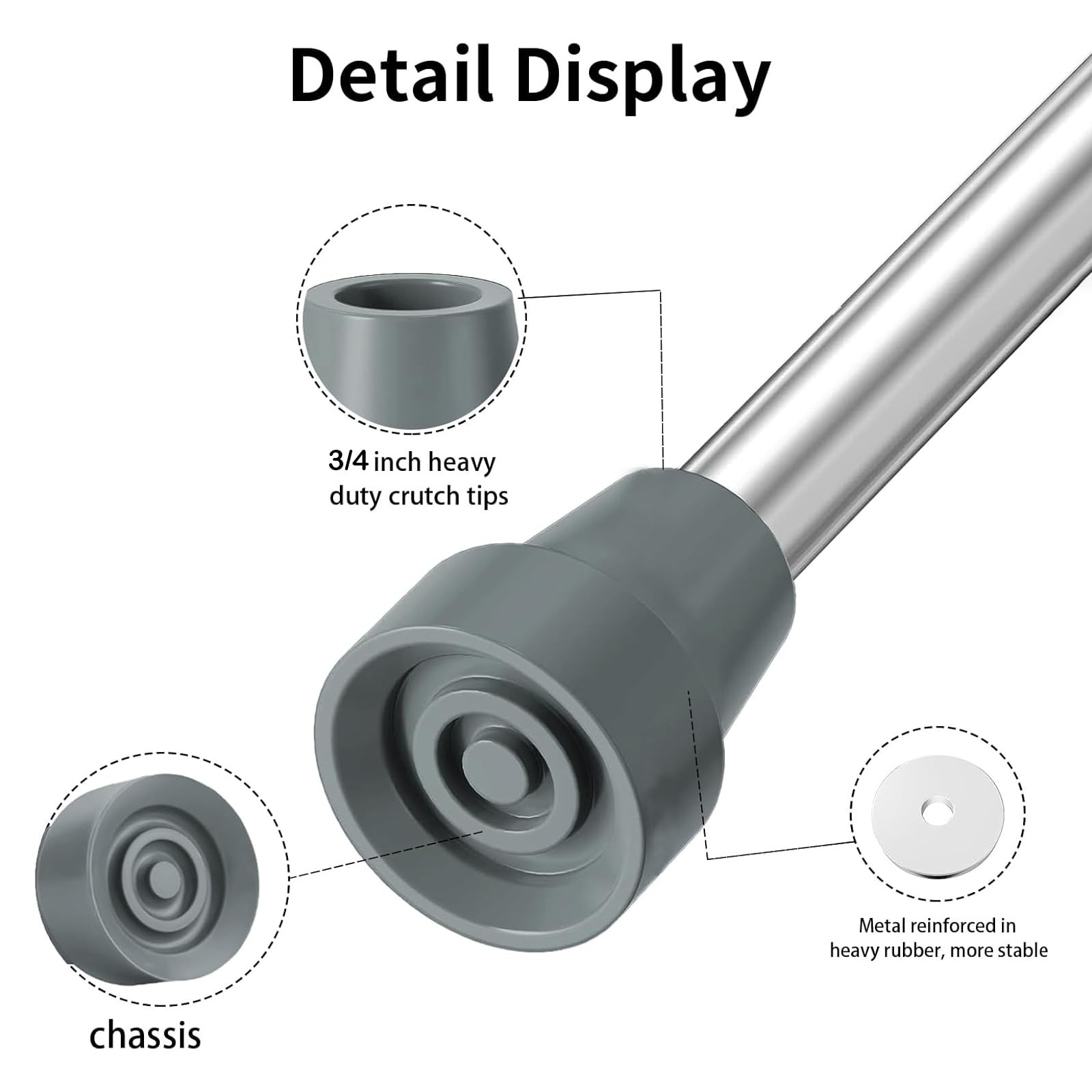 Crutch Tips, 8-Pack 3/4 Inch Upgrade Heavy Duty Rubber Crutch Accessories Replac