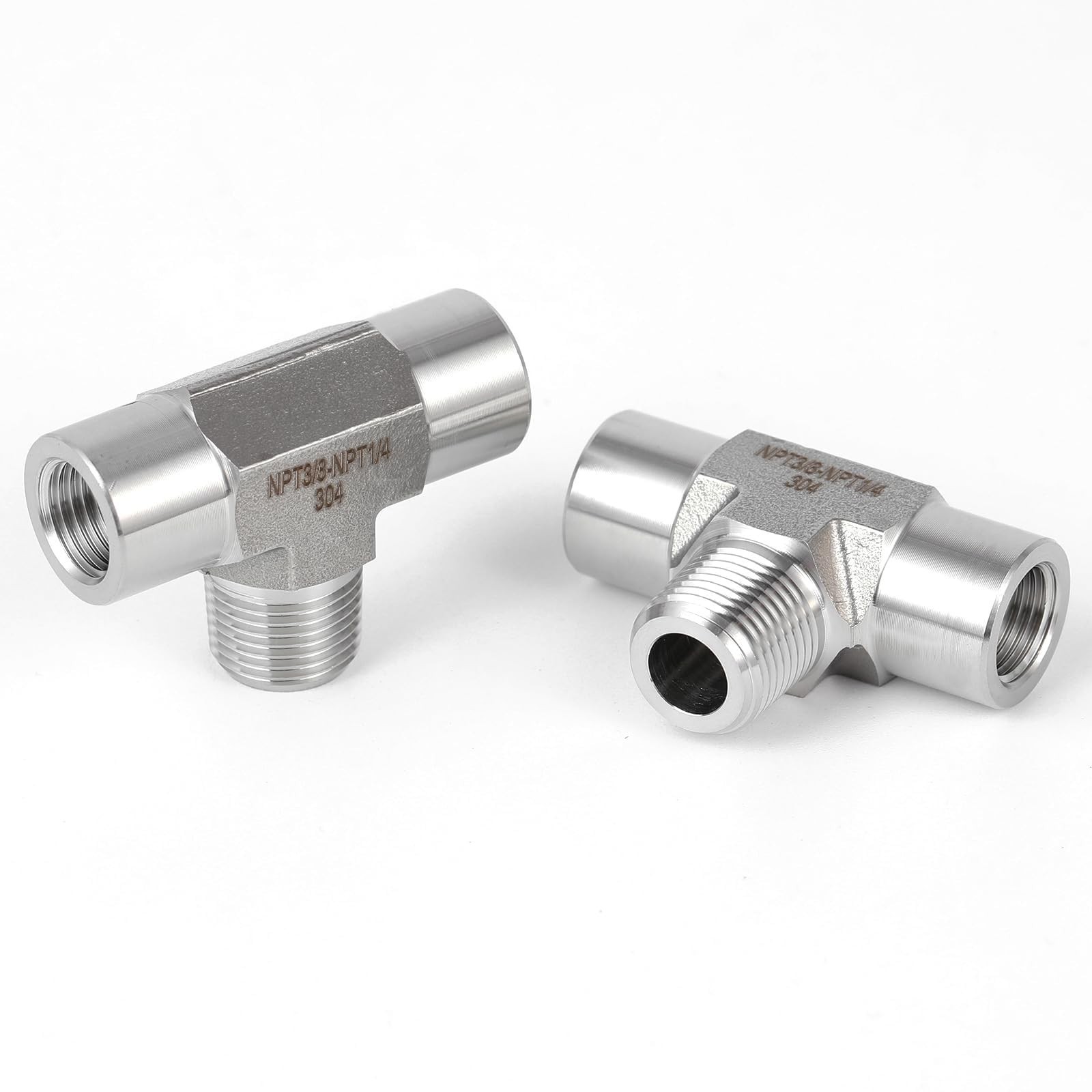 2 piece,NPT1/4(F)-NPT3/8(M)-NPT1/4(F)3WayConnector, Fabricate of 304 Stainles...