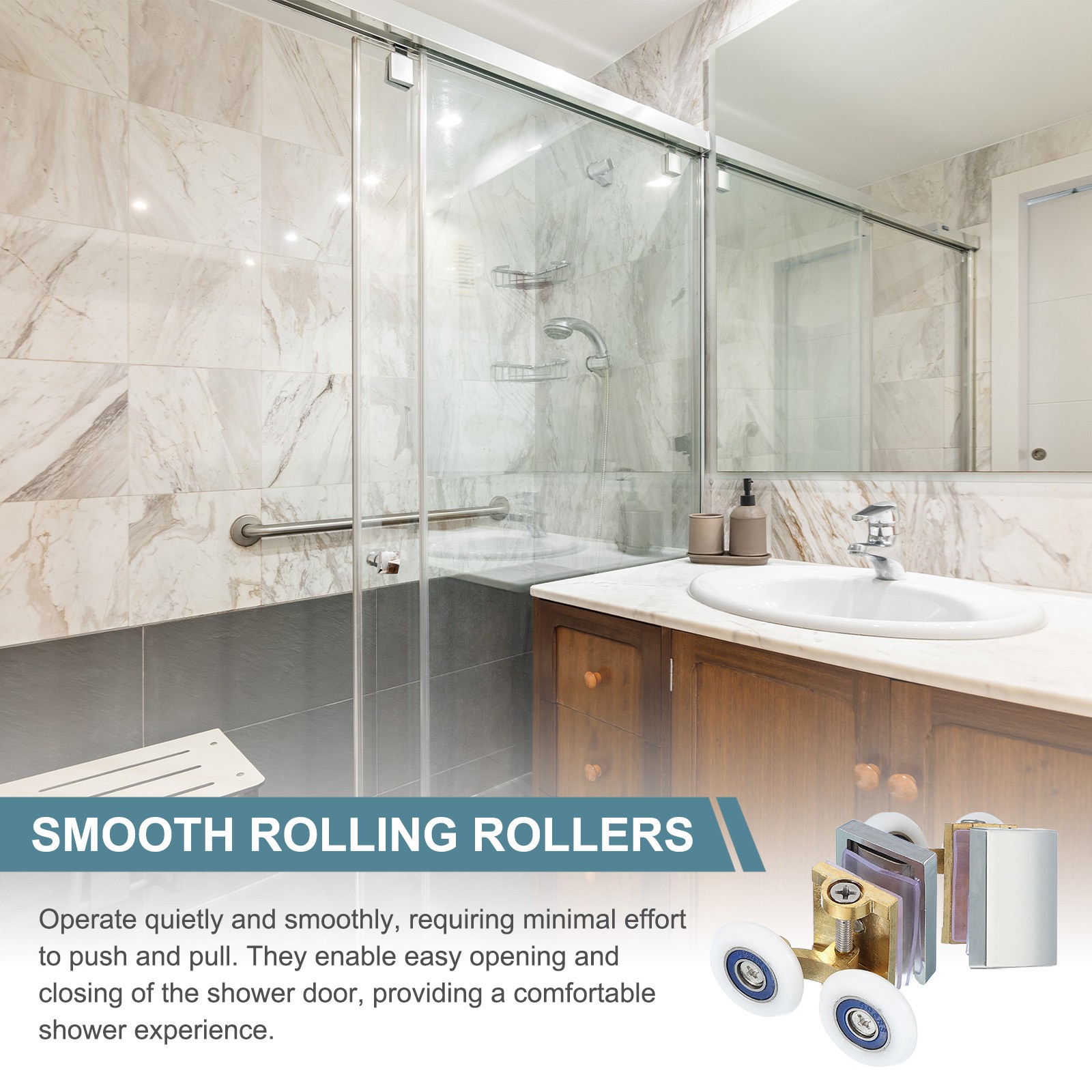 2Pcs 25mm Double Shower Door Rollers Copper Top Wheels Copper Tone
