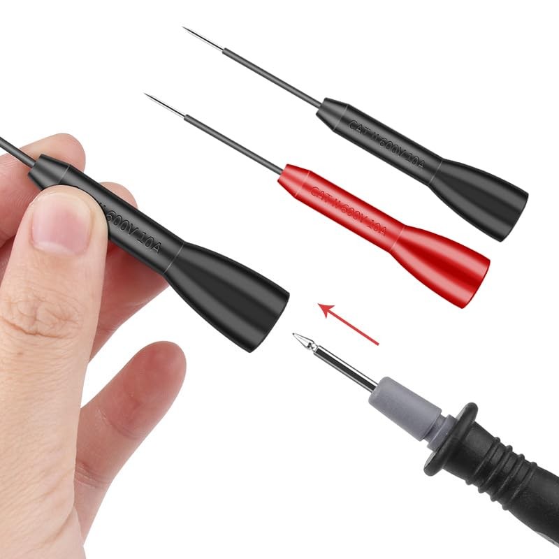 4 Pack 2mm Extended Needle Test Probes, 600V/10A Non-Destructive Black-Red