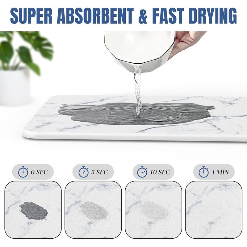 Diatomaceous Dish Drying Mat Fast Absorb Natural Non Toxic Easy Clean Multi Use