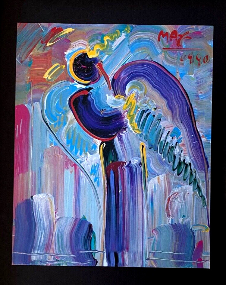PETER MAX ANGEL ICONIC PRINT + SIGNED + FRAMED 16X12in + READY TO DISPLAY