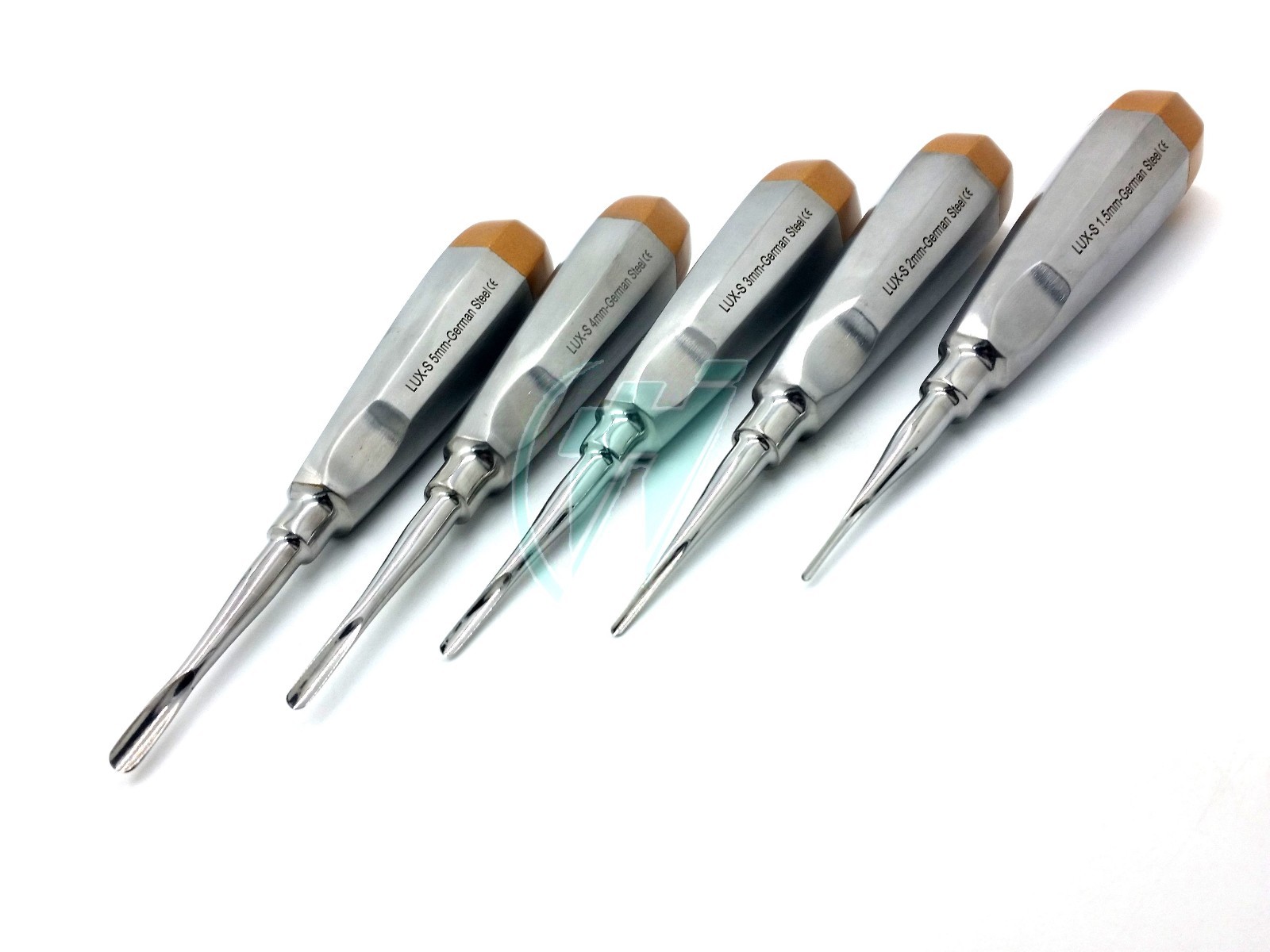 GERMAN 5 PCS STRAIGHT DENTAL SURGERY EXTRACTION LUXATING ELEVATOR-( GOLD)