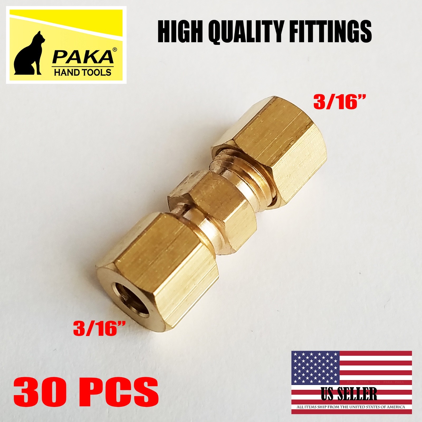 30 PC - 3/16” UNION COMPRESSION FITTINGS BRASS, WHOLESALE PRICE