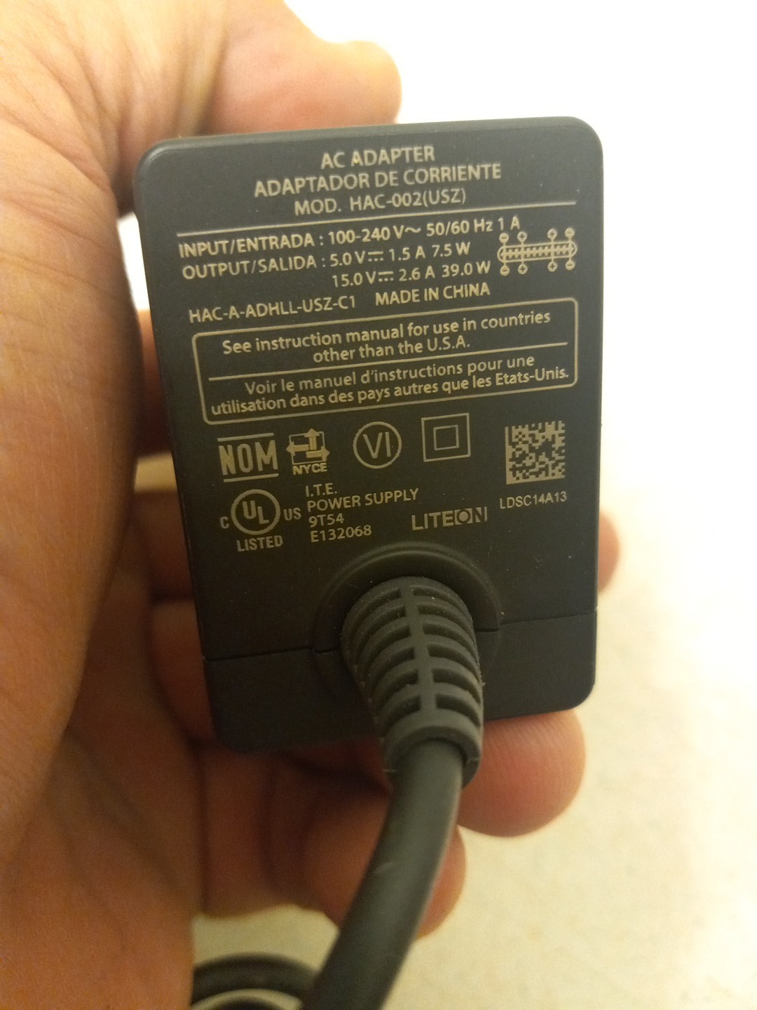 Nintendo Switch AC Adapter Model HAC-002(USZ). Tested and Working