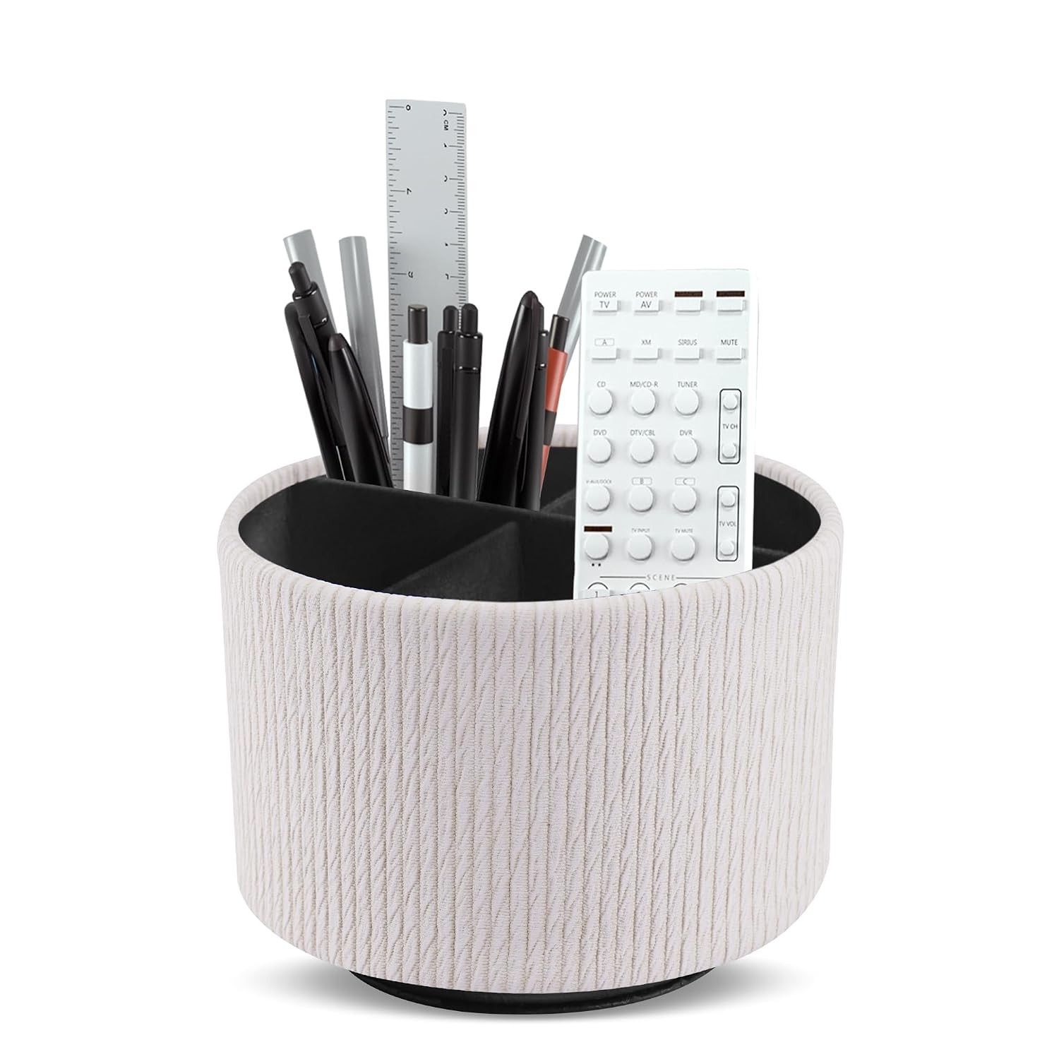 Round Leather Art Supply Organizer,Remote Control Holder,360 Degree Spinning,Mul