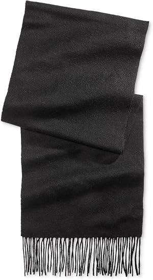 New Club Room Mens Cashmere Fringe Rectangle Scarf, Black, O/S