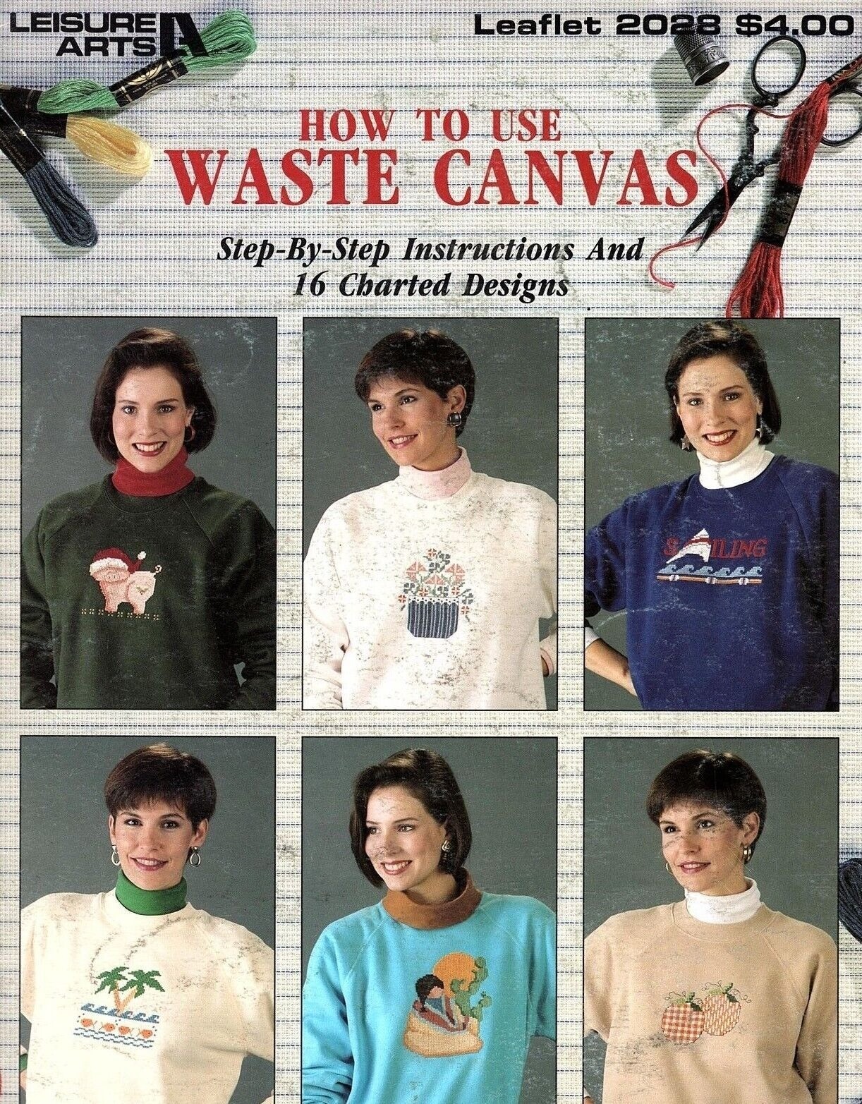 Leisure Arts How to Use Waste Canvas Step By Step Instructions and 16 Charts