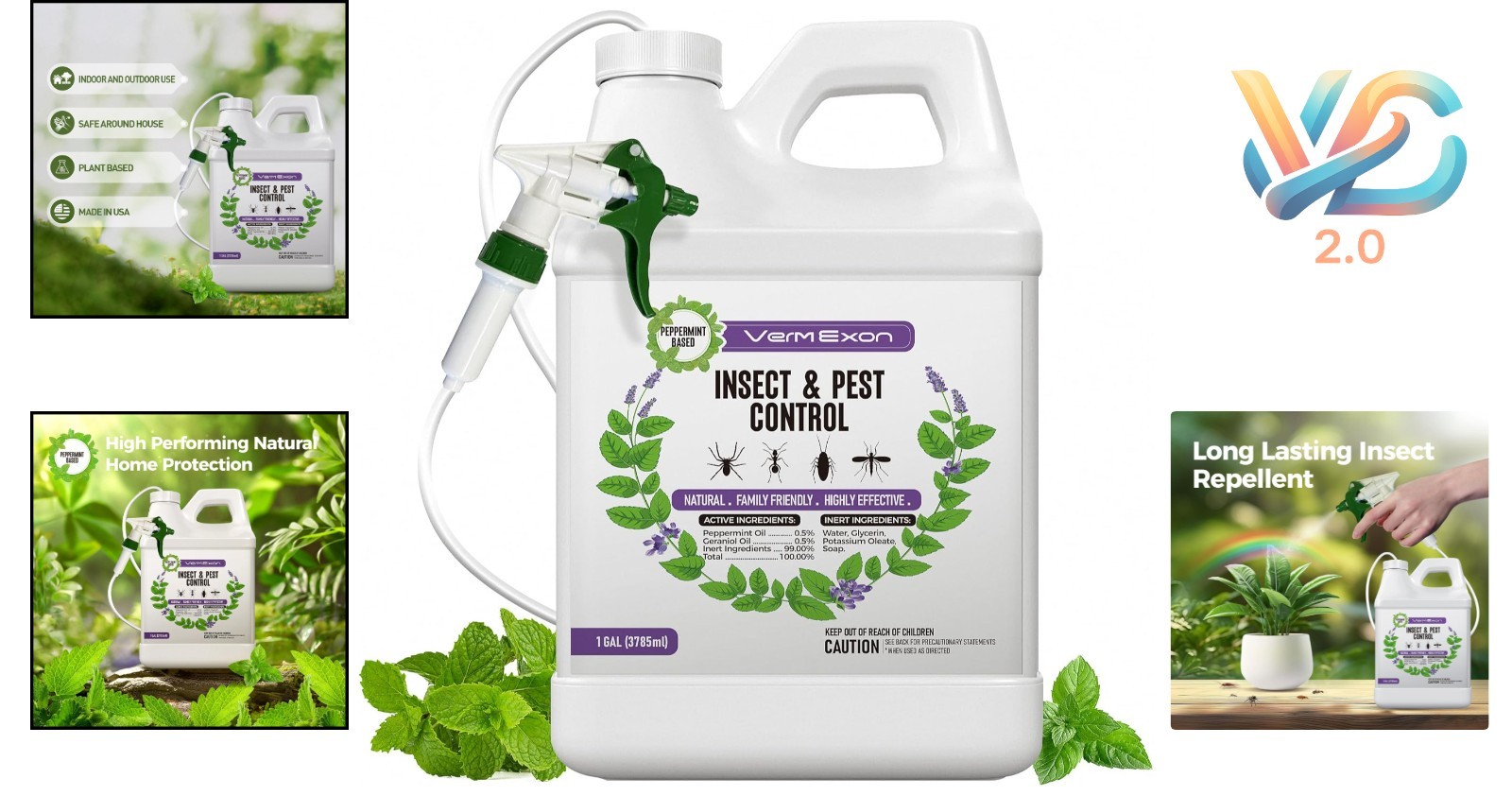 Peppermint Oil Pest Control Spray 128oz Natural Bug Killer for Insects & Rodents