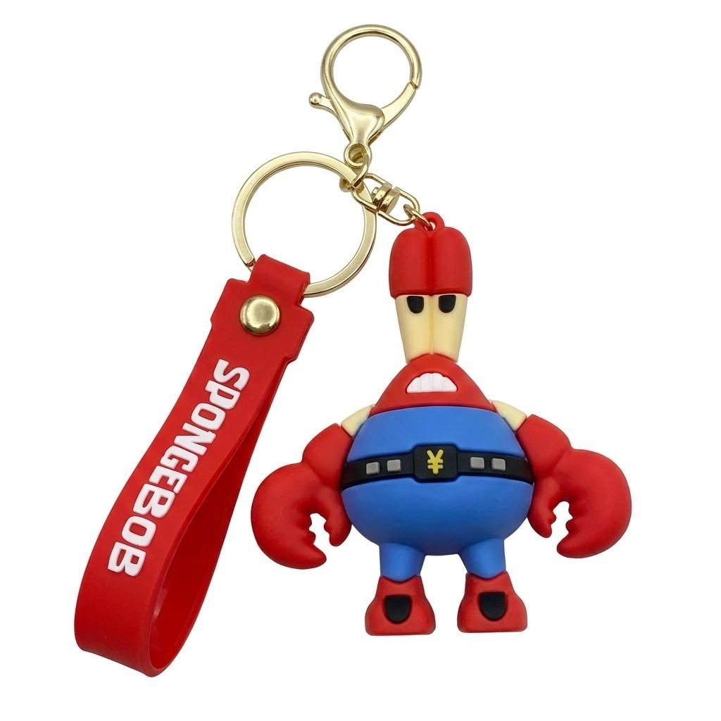 SpongeBob SquarePants Mr. Krabs Silicone Keychain Key Ring New