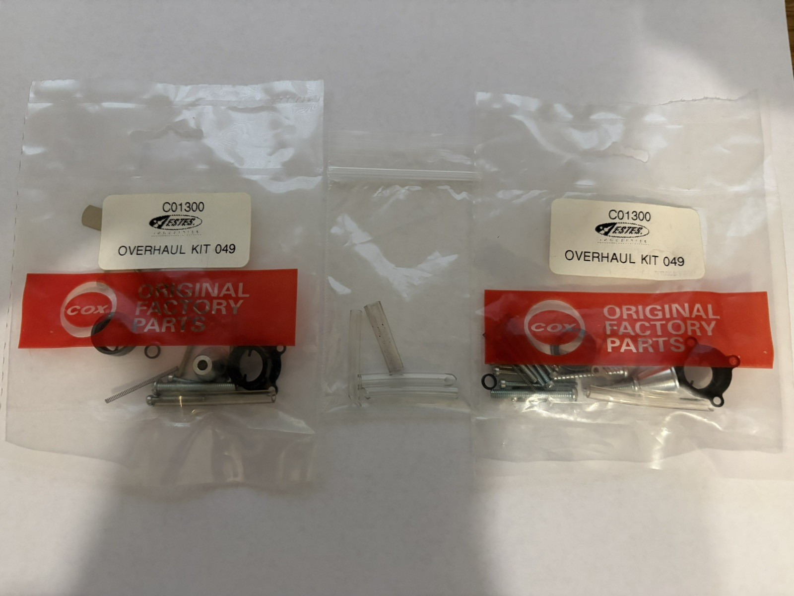 Cox Factory OverHaul Kits for .049 Cox Engines (Two Each) AND Cox Fuel Lines (Fo