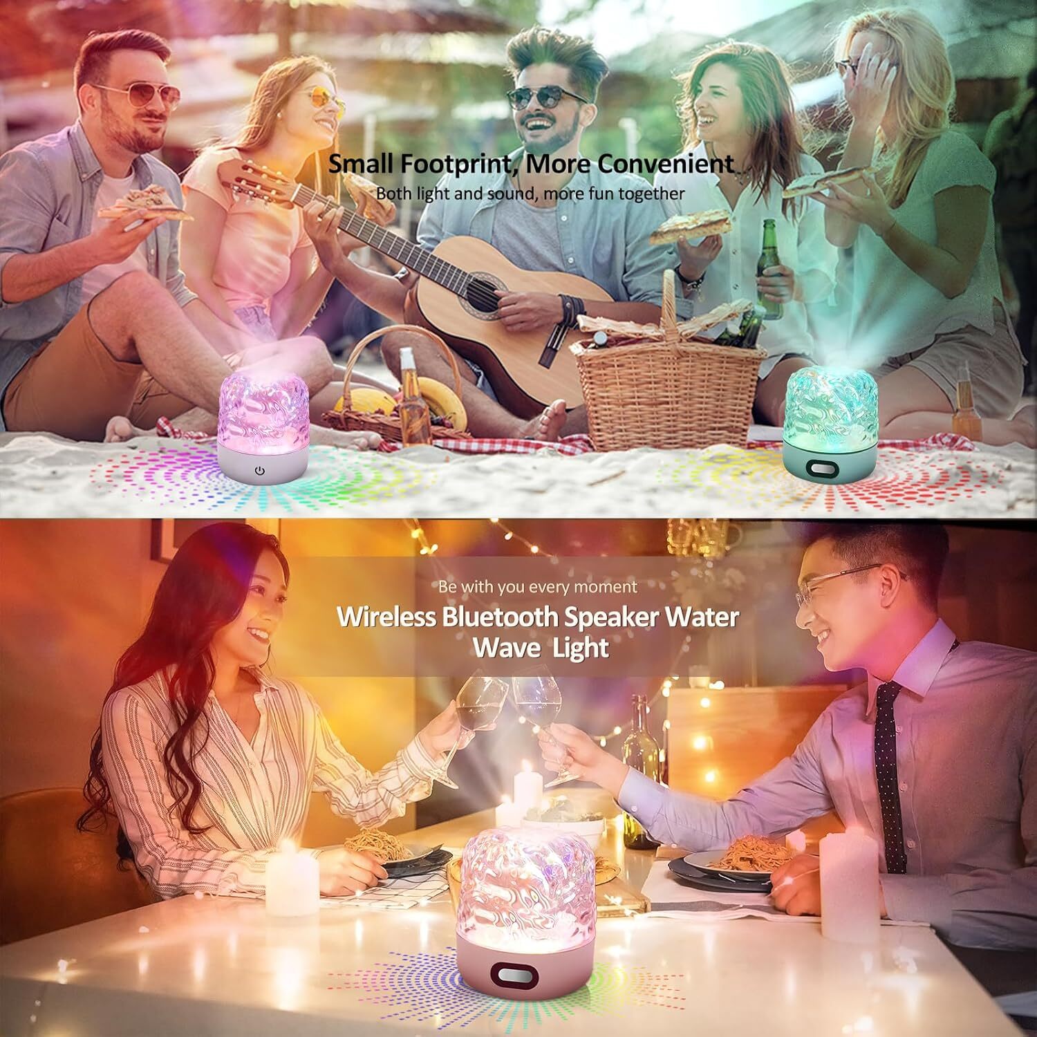 Ocean Wave Night Light Cordless Projector Lamp 16 colors