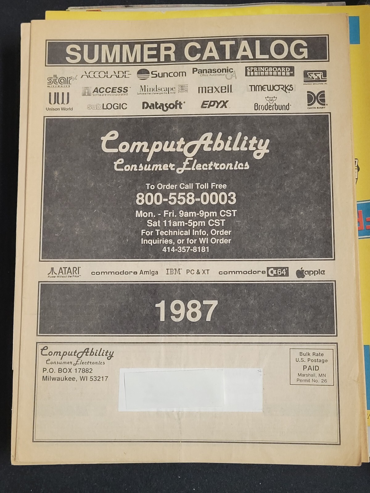 Computability Consumer Electronics (Summer 1987) Software Hardware Catalog VG/VF