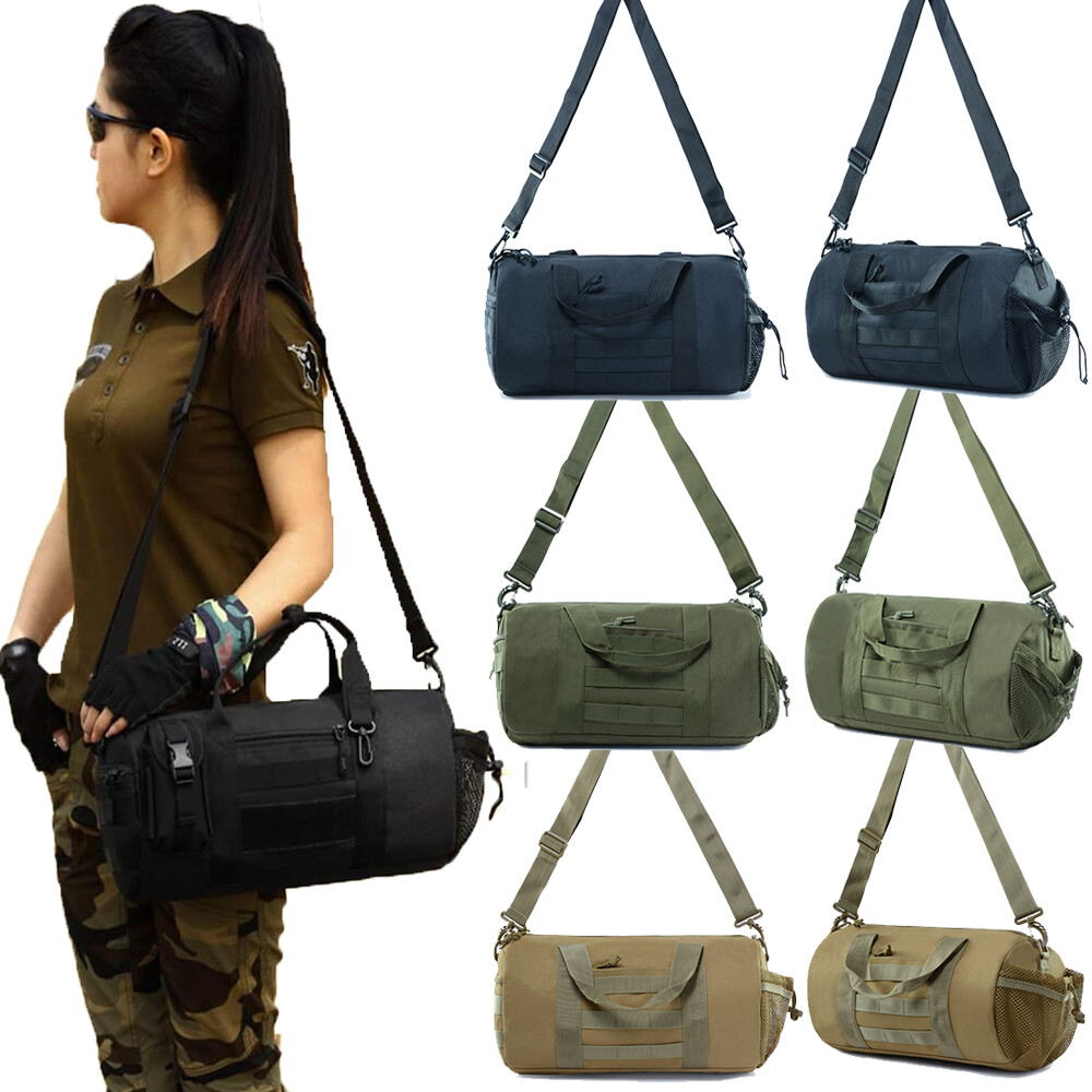 Tactical Duffle Barrel Bag Single Shoulder Cylinder Pack MOLLE Gym Messenger Bag