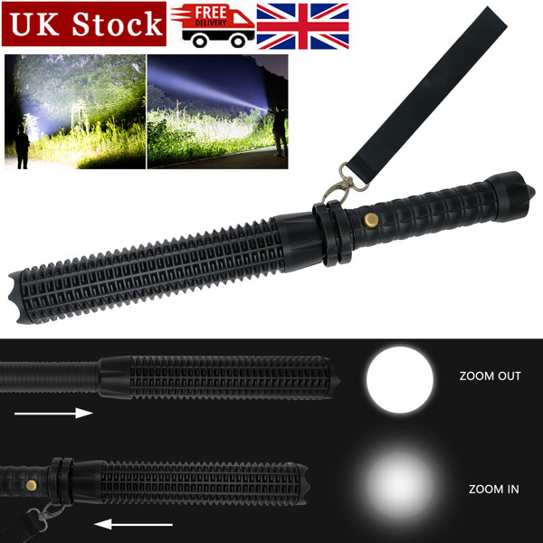 USB Rechargeable LED Flashlight Retractable Torch 3-Mode Zoomable Security Light