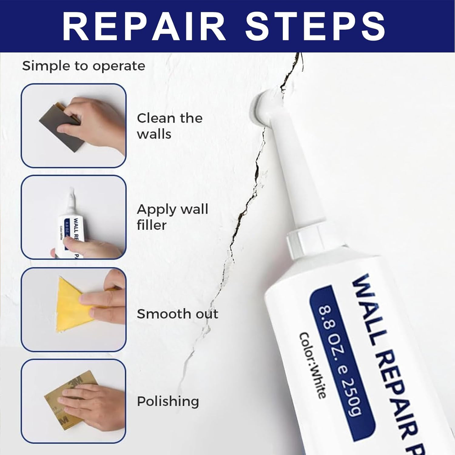 Efficient Drywall Repair Kit with Scraper, 2026 Upgrade Quick Drying Wall Mendin