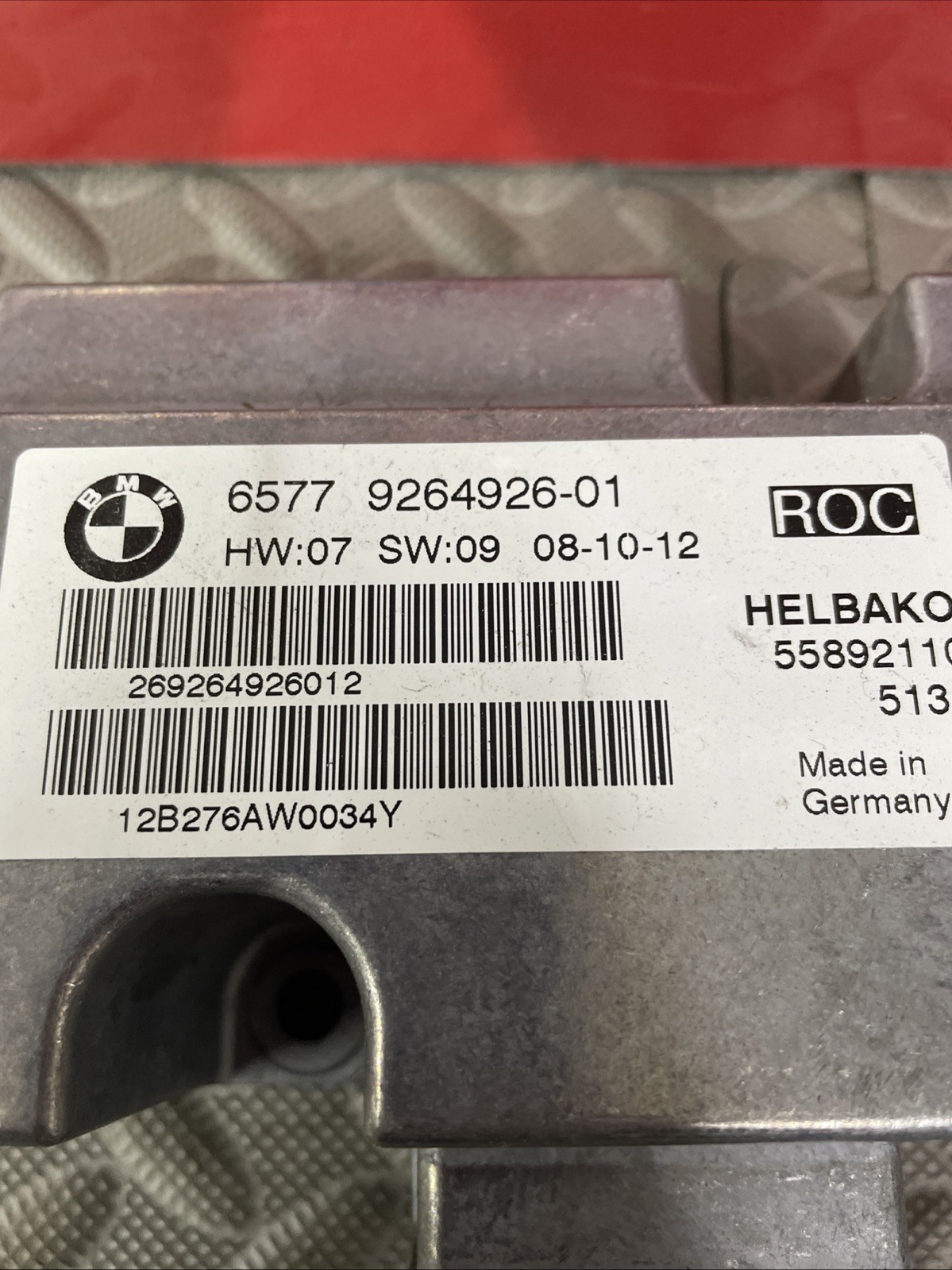 BMW E88 E93 Convertible Rollover Roll Over Control Module Sensor 9264926