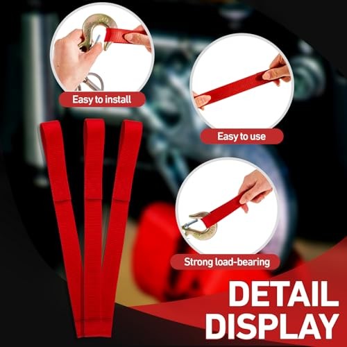 3 Pcs Winch Hook Pull Straps 1 Inch Wide 12 Inches Long Hook Strap Nylon Winch