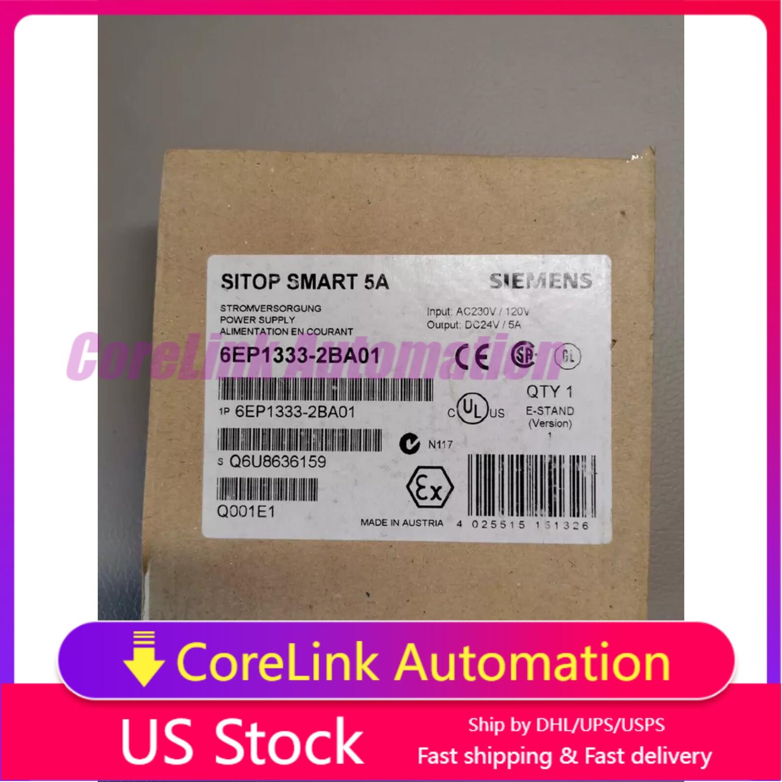 New Siemens 6EP1333-2BA01 SITOP 120 W Stabilized Power Supply 6EP1 333-2BA01