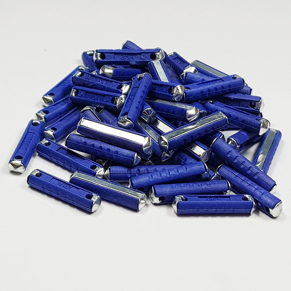 CONTINENTAL TORPEDO 25A AMP BLUE CERAMIC FUSE BULLET CLASSIC CAR - PACK OF 25